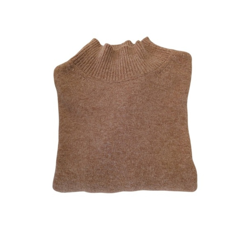 H&M Mock Neck Sweater Tan Cozy Knit‎ Ribbed Long Sleeve Fits S/M